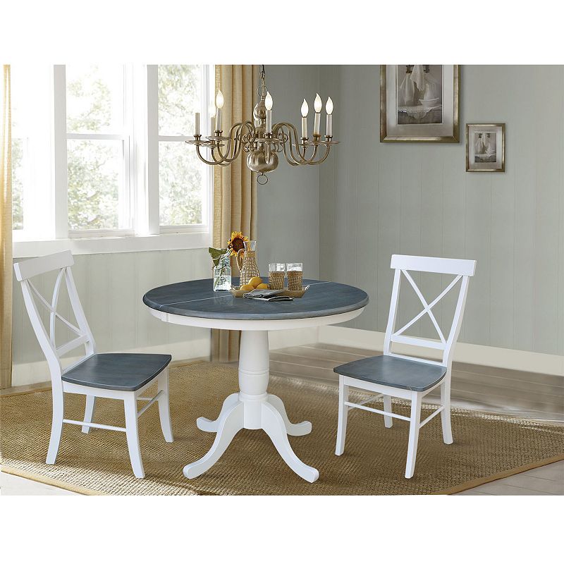 International Concepts Round Extension Dining Table and Chairs 3-pc. Dining Set