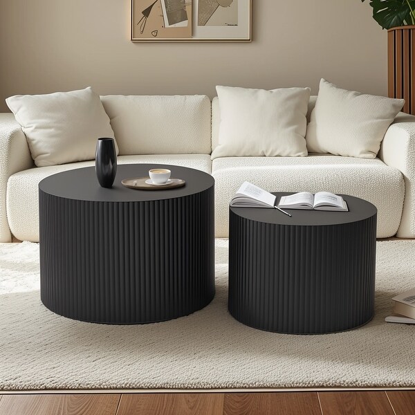 Wave Stripe Nesting Coffee Table Set for Living Room