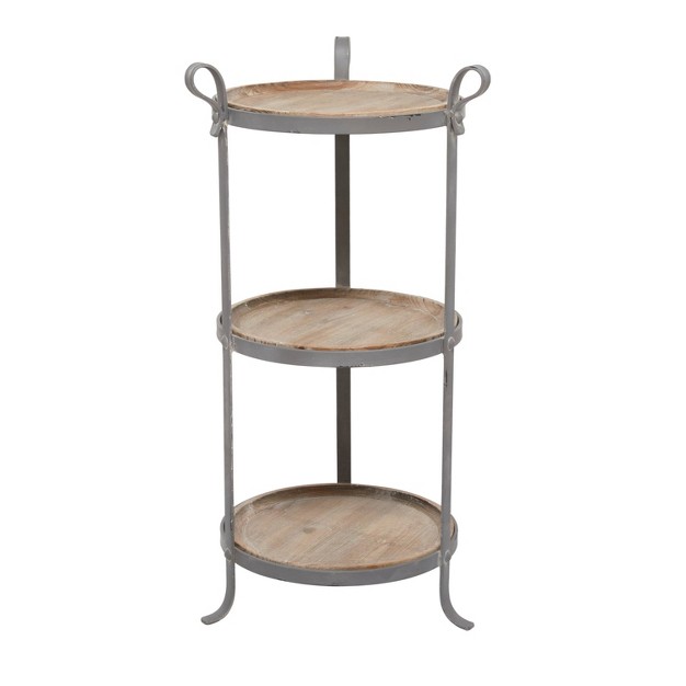 Industrial Metal Round Tiered Table Gray Olivia amp May