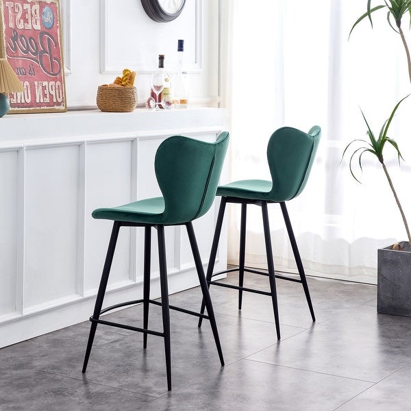 Velvet Chair Barstool Dining Counter Height Chair (Set of 2)