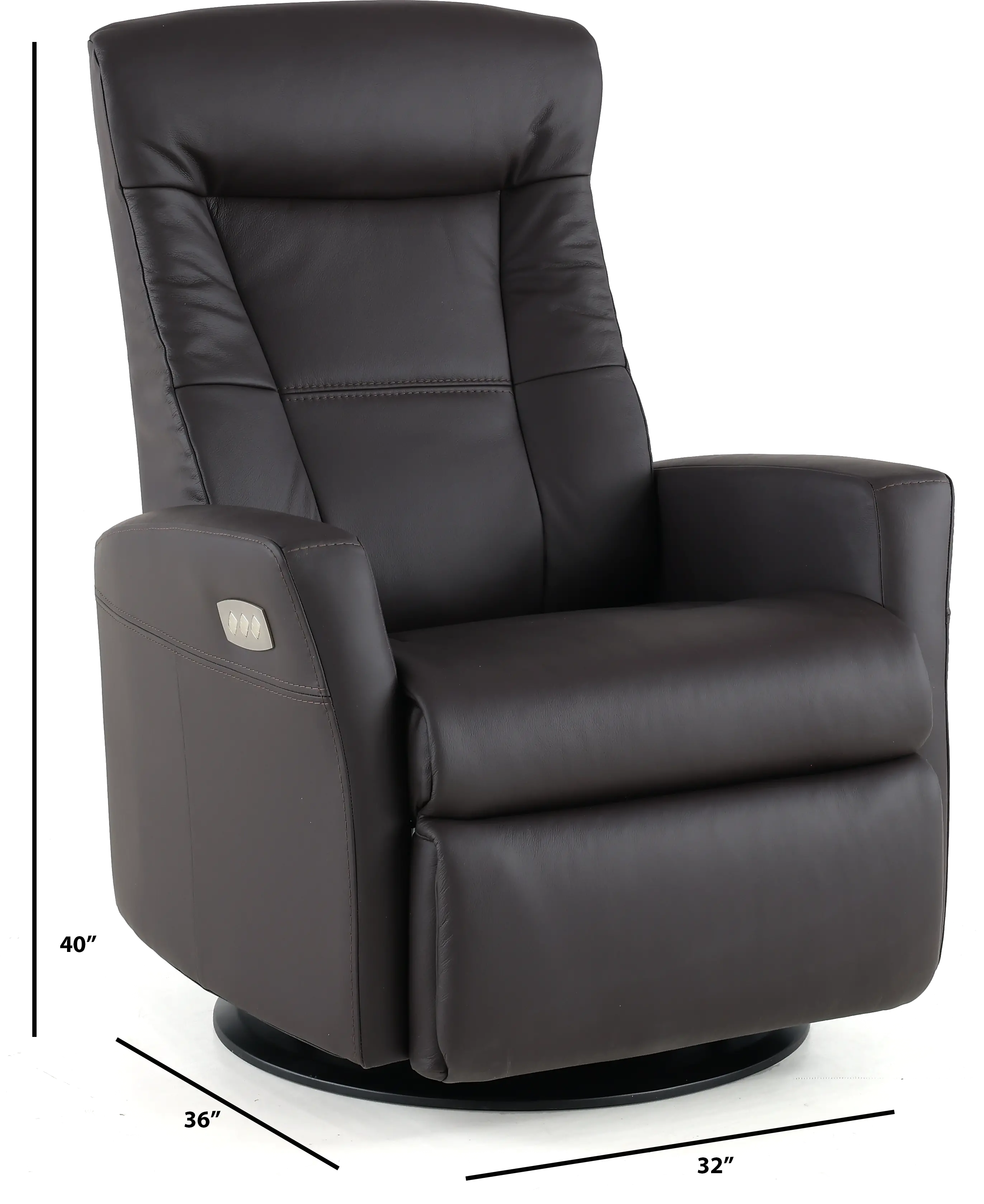 Grove Brown Large Leather Swivel Glider Power Recliner with Adjustable Headrest