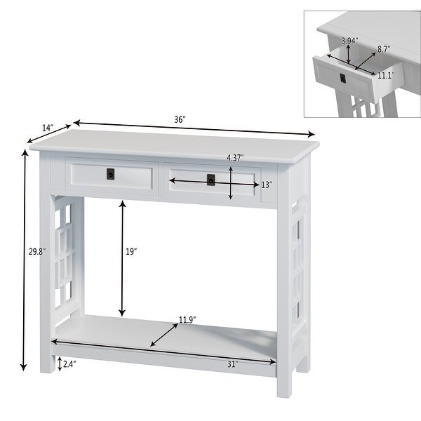 Entryway Console Table with 2 Drawers and Bottom Shelf