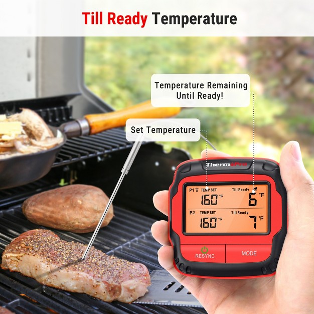 Thermopro Tp828bw Remote Meat Thermometer With 500ft Wireless Range And Dual Stainless Steel Probes For Grilling Smoker Bbq Thermometer