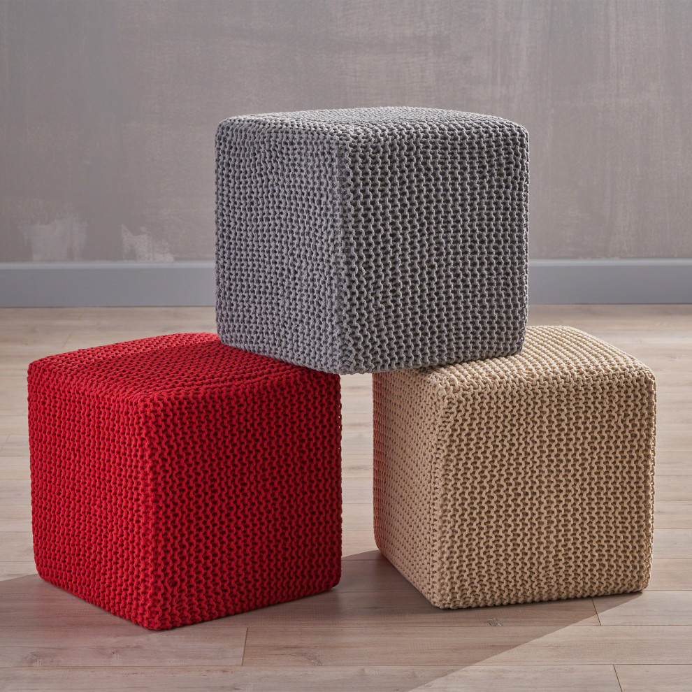 GDF Studio Scott Knitted Foot Stool   Contemporary   Footstools And Ottomans   by GDFStudio  Houzz