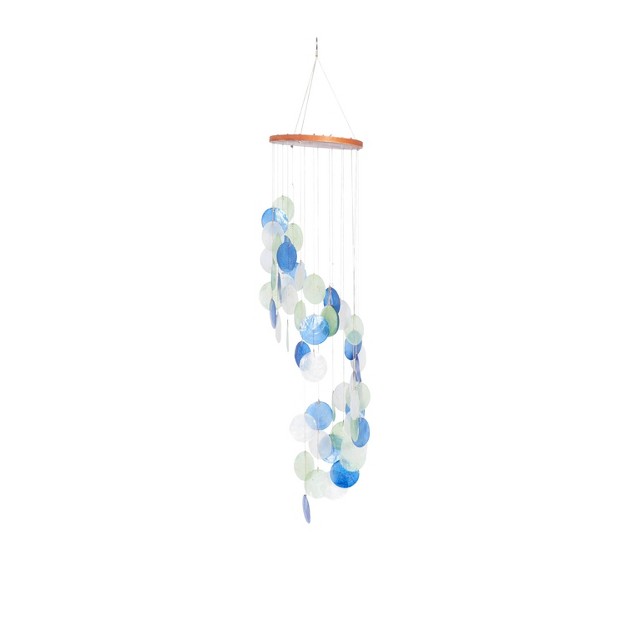 Coastal Capiz Shell Abstract Windchime Blue Olivia amp May