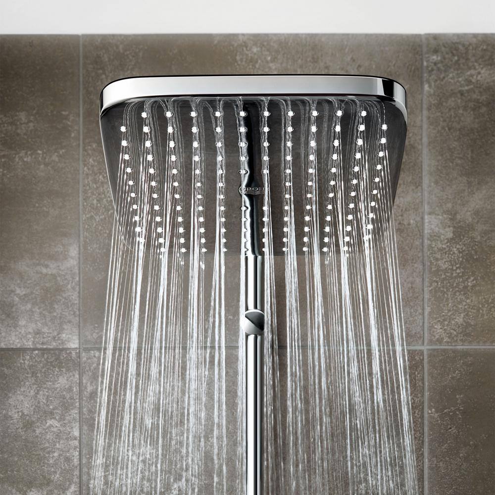 GROHE Tempesta 1-Spray Patterns with 1.75 GPM 10 in. H Cube Wall Mount Rain Fixed Shower Head in StarLight Chrome 26718000