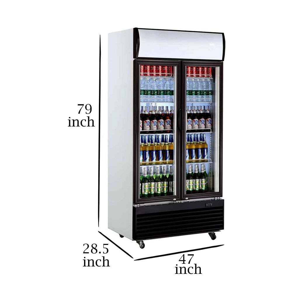 Cooler Depot 47 in. W 32 cu. ft. 2 Glass Door Merchandiser Auto Frost Reach In Upright Commercial Refrigerator Cooler in White dxxlgd1200h