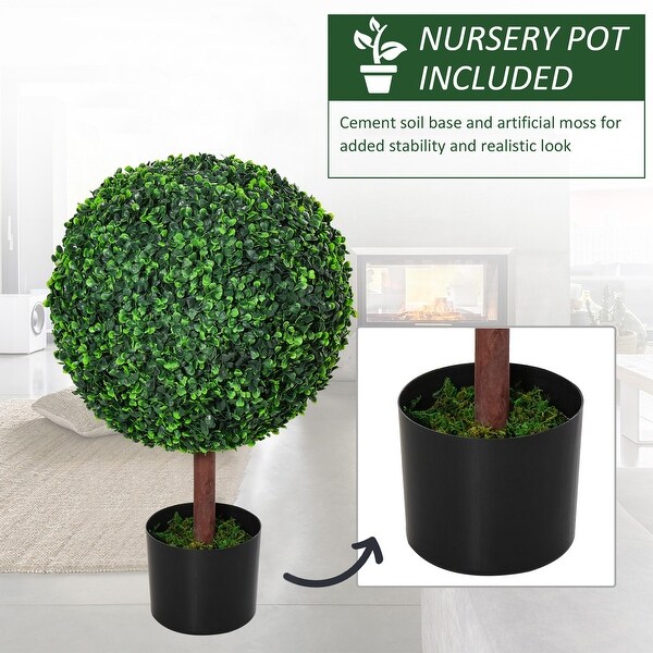 23.5 Artificial Boxwood Topiary Ball Tree，Fake Decorative Plant，Nursery Pot Included