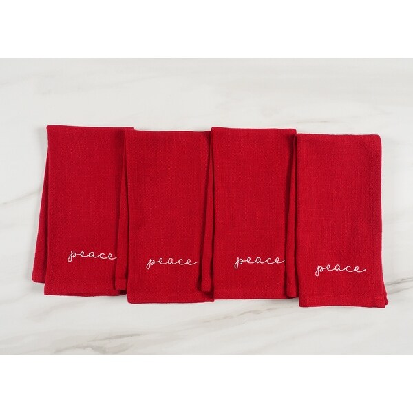 Napkins Holiday Red Embroidered Monaco