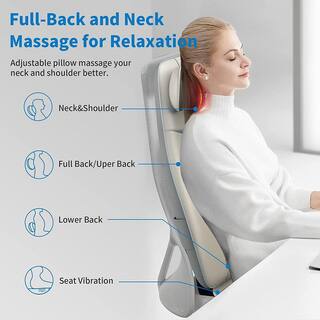 RENPHO Neck and Back Massage Cushion S-Shaped 5-Speed in White PUS-RF-BM076-WH