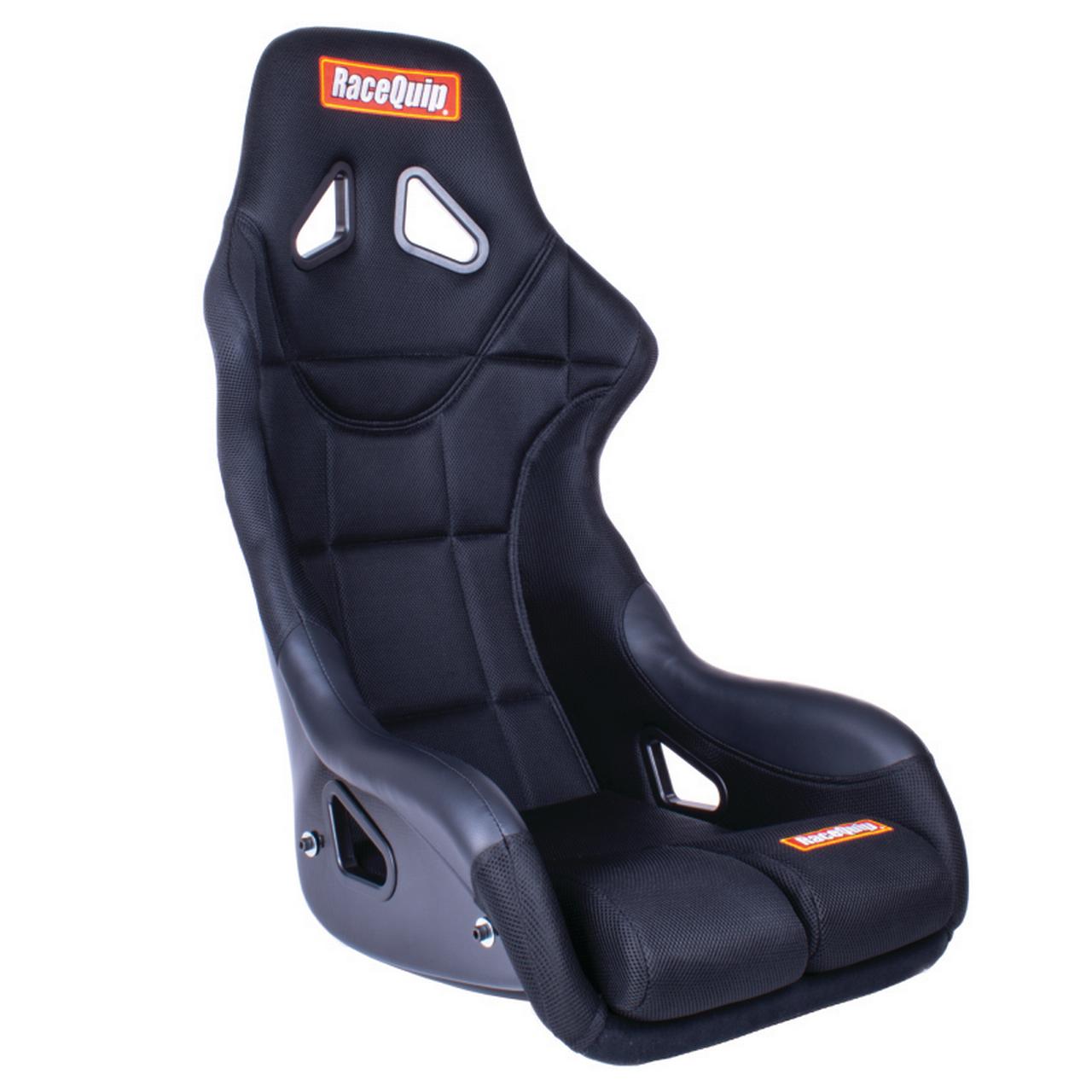 RaceQuip 96886689RQP Seat Non-Reclining FIA 17 in Wide Harness Openings Fiberglass Black Fabric