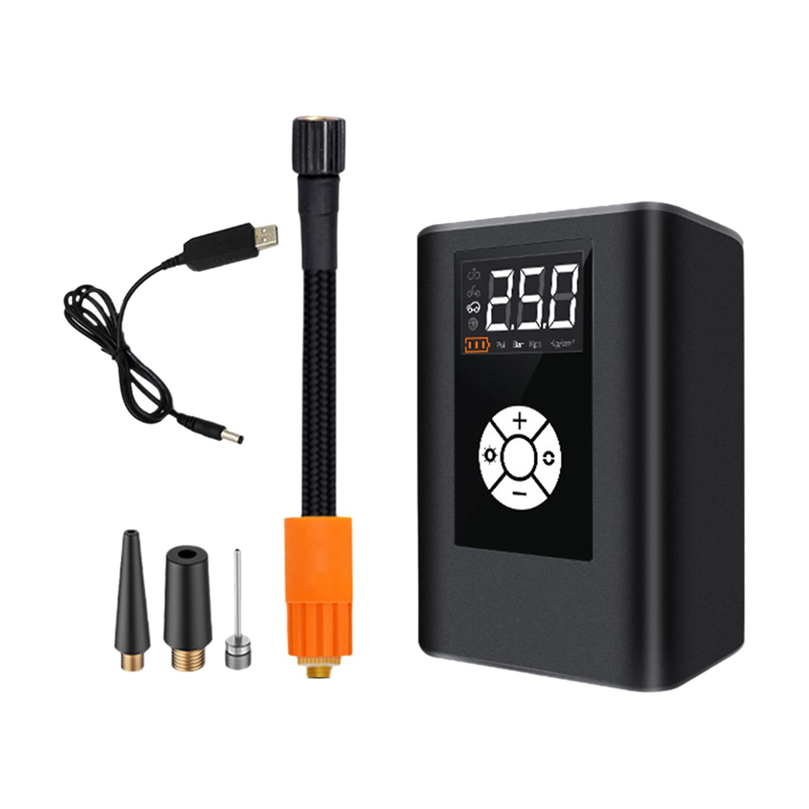 Mini Tyre Inflator 120ps Portable Air Compressor Lcd Display Electric Bike Pump With 4000mah Rechargeable Battery Led Light For Car Bicycle Motorcycle