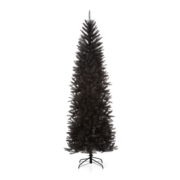 Glitzhome 7.5FT/9FT Black/Silver Unlit Tinsel Artificial Christmas Trees