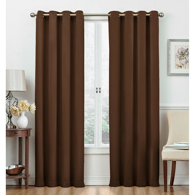 Kate Aurora Basic Jacquard 2 Piece Blackout Grommet Top Hotel Window Curtains