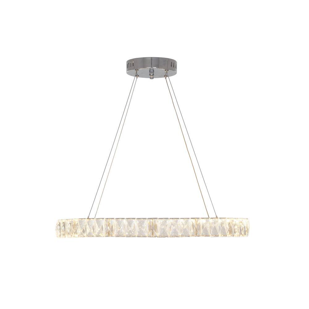 Home Decorators Collection 24 in. Chrome Integrated LED Pendant with Clear Crystals 20748-001