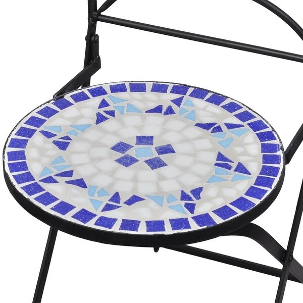 3 Piece Bistro Set Ceramic Tile Blue and White - Overstock - 35105528