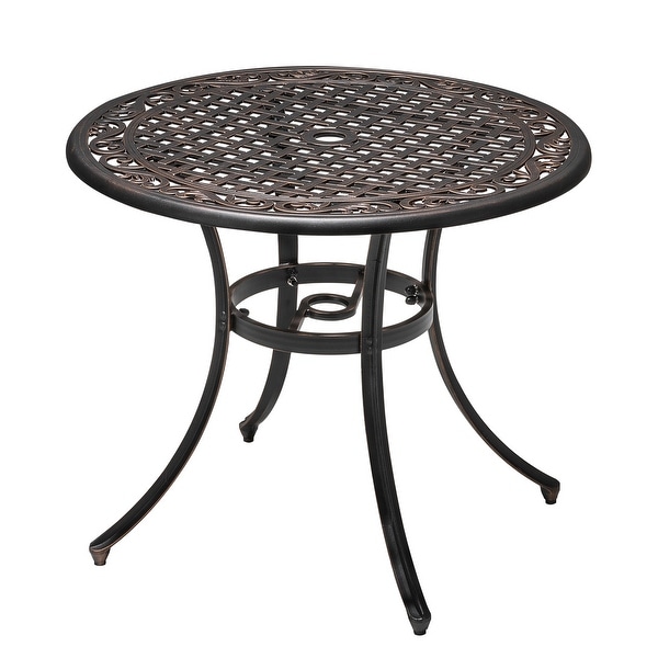 Nuu Garden Outdoor 3Piece Cast Aluminum Bistro Set with Umbrella Hole