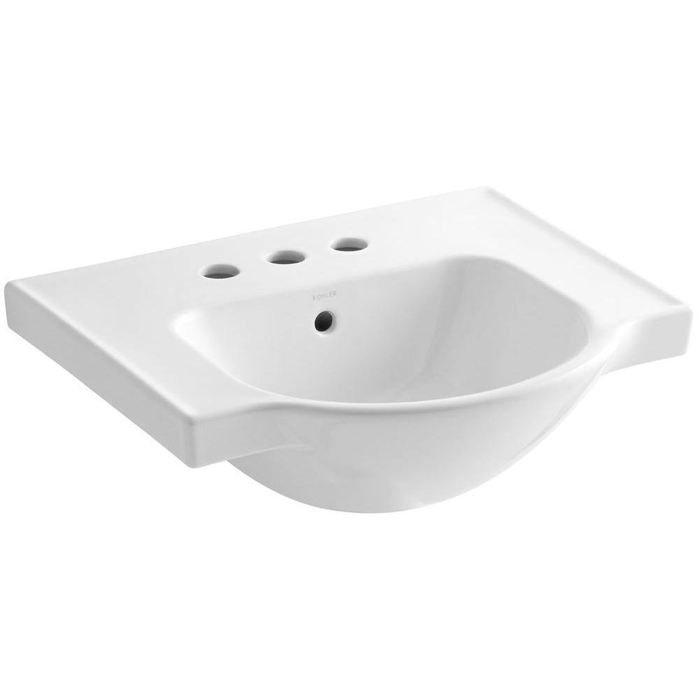 KOHLER Veer 21 in. Vitreous China Pedestal Sink Basin in White K-5247-4-0