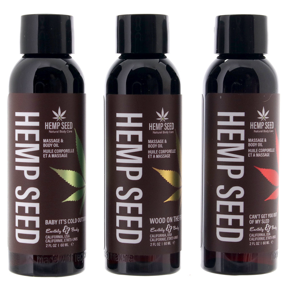 Hemp Seed Massage Oil Holiday Gift Set in 2oz/60mL x 3