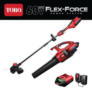 Toro 60V Max Lithium-Ion Cordless String Trimmer and Leaf Blower Combo Kit (2-Tool) 2.0 Ah Battery and Charger Included 51881