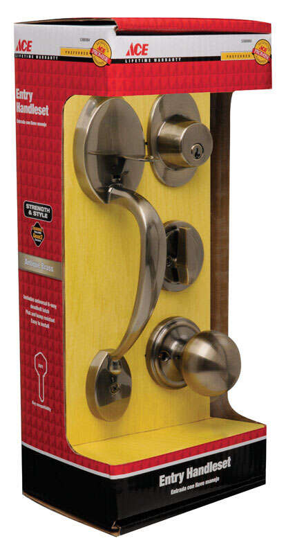 Ace Colonial Antique Brass Entry Handleset 1-3/4 in.