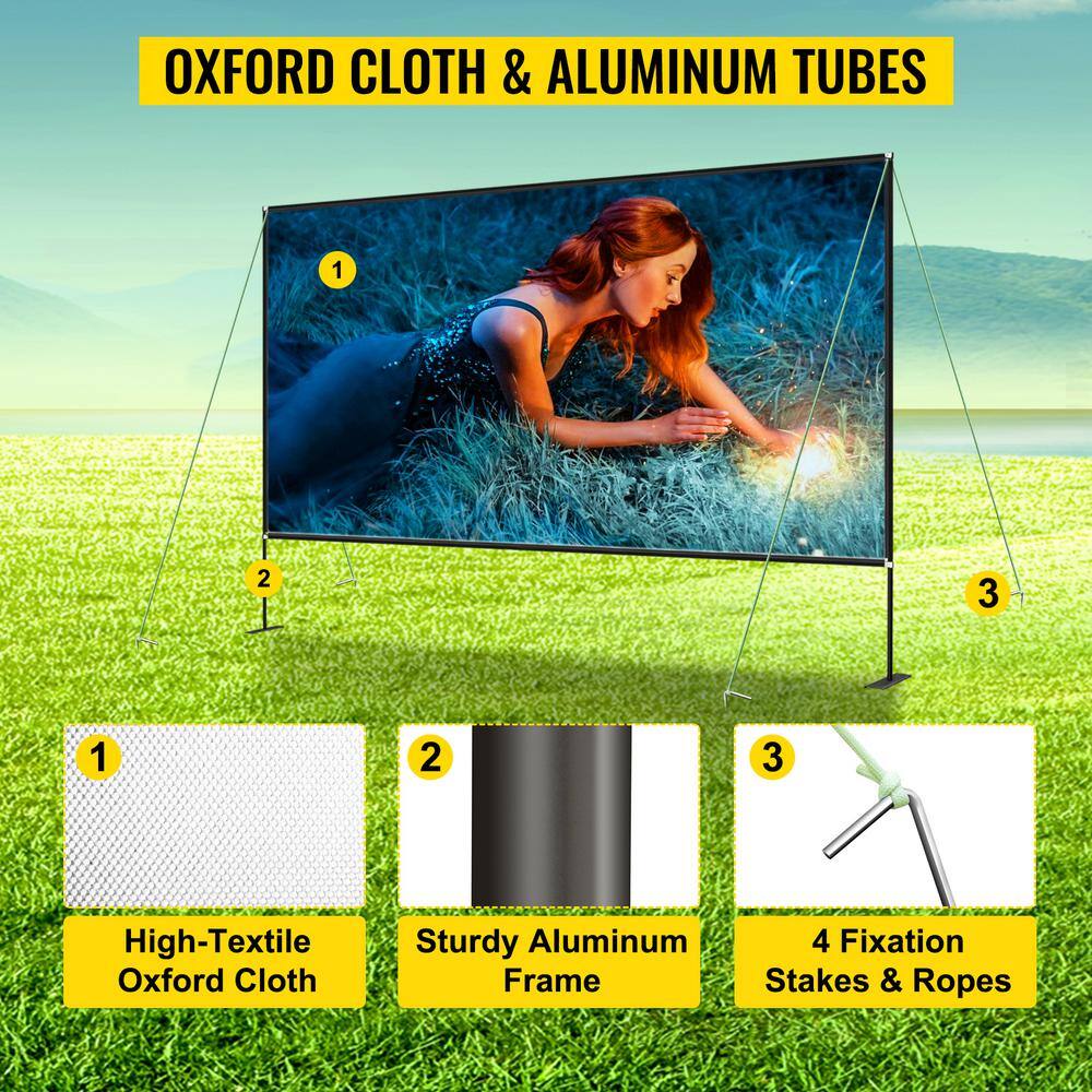 VEVOR 90 in. Outdoor Movie Screen with Stand Portable Movie Screen 16:9 HD Wide Angle Projector Screen for Office Home Theater TYPMYDSTYPM90KXB2V0