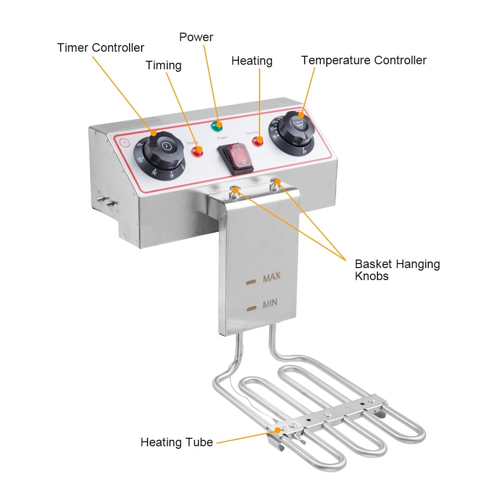 24.9QT 3400W MAX Electric Deep Fryer Dual Tanks Stainless Steel w/ Timer and Drain French Fry