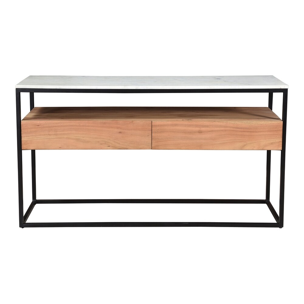 Aurelle Home Kiko Modern Marble Top Console Table with Drawers