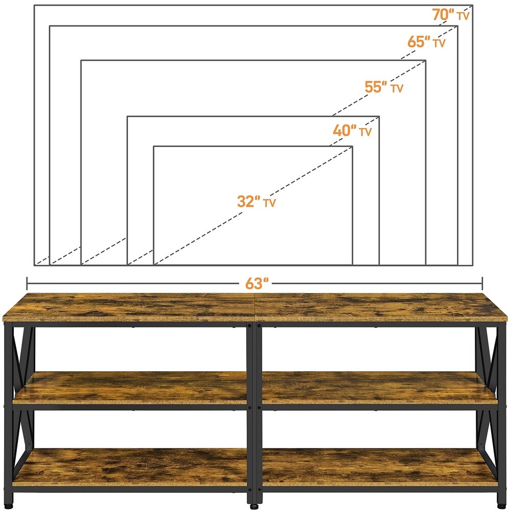 TV Stand 70 Inch  Media Entertainment Center with 3 Tier Storage Shelves  63\