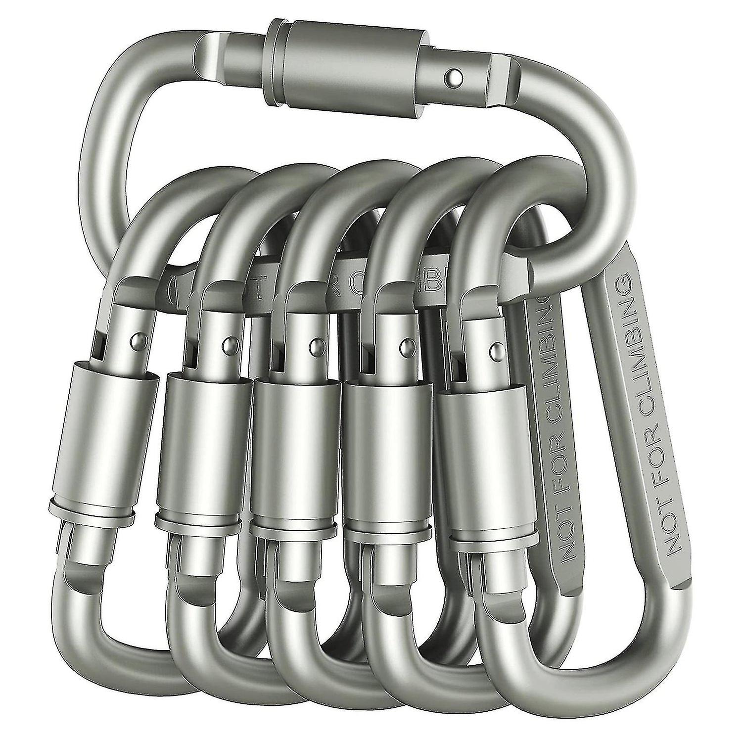 6 Pcs Aluminum D-ring Locking Carabiner Light But Strong