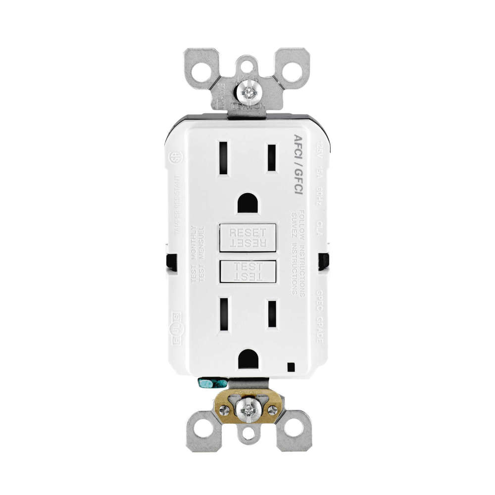 Leviton SmartlockPro Outlet 15A 125V White AFCI/GFCI 2 Function Outlet