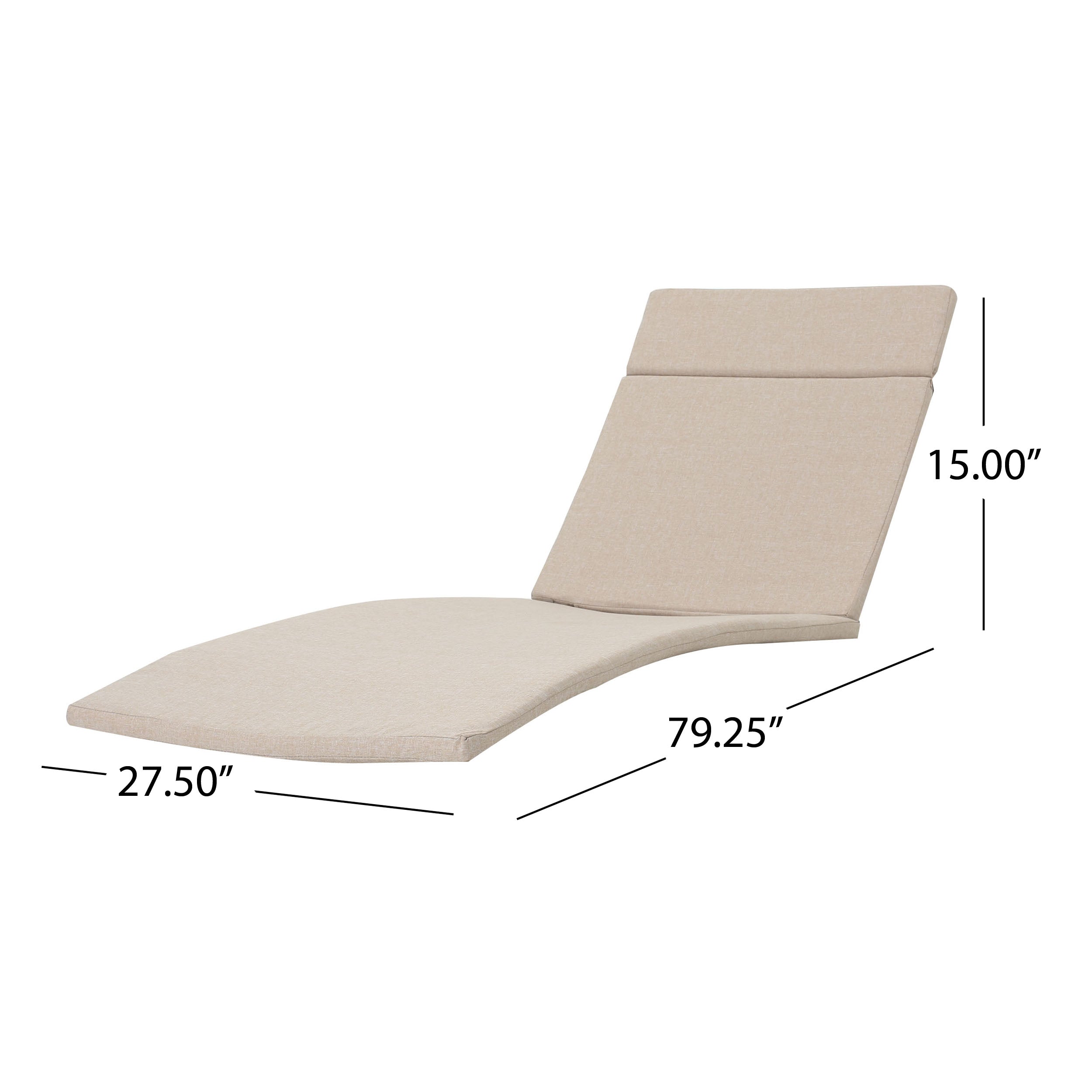 Anthony Outdoor Chaise Lounge Cushion， Textured Beige