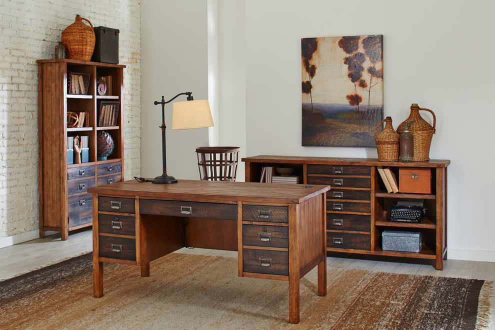 Heritage Wood Credenza Office Storage Console TV Entertainment Stand Brown   Rustic   Entertainment Centers And Tv Stands   by Martin Furniture  Houzz