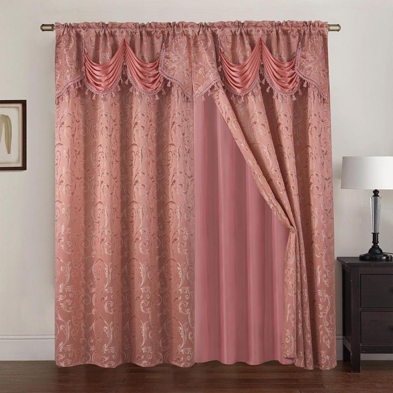 Franklin 2 Pack Double Panel Rose Floral Printed Grommet Curtain Panels