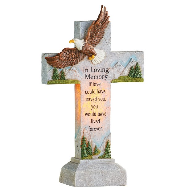 Collections Etc Solar Powered Majestic Soaring Bald Eagle Memorial 8 X 3 25 X 13 5 Grey