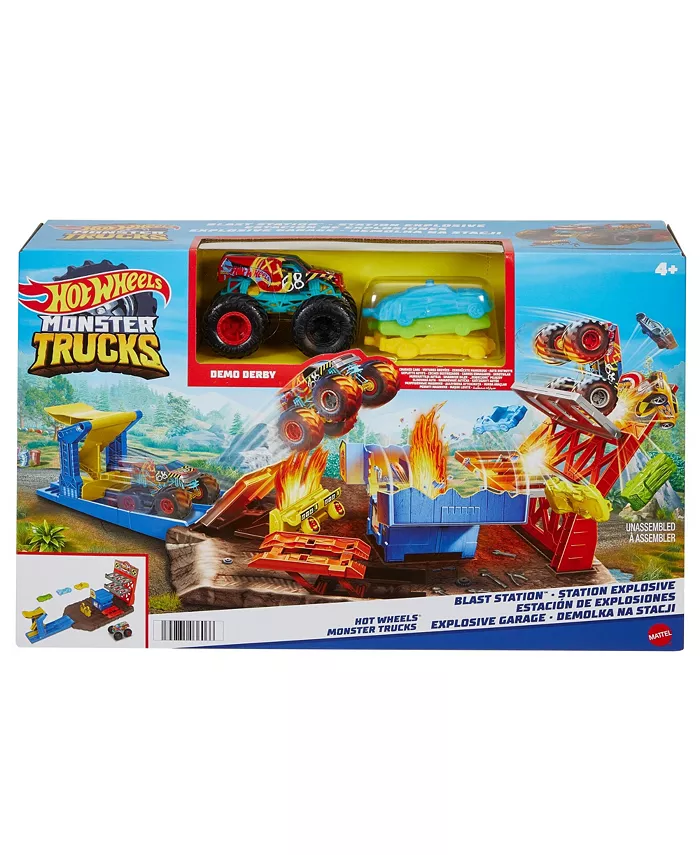 Hot Wheels Monster Trucks  Demo Derby Playset with Truck and 3 Crushable Toy Cars