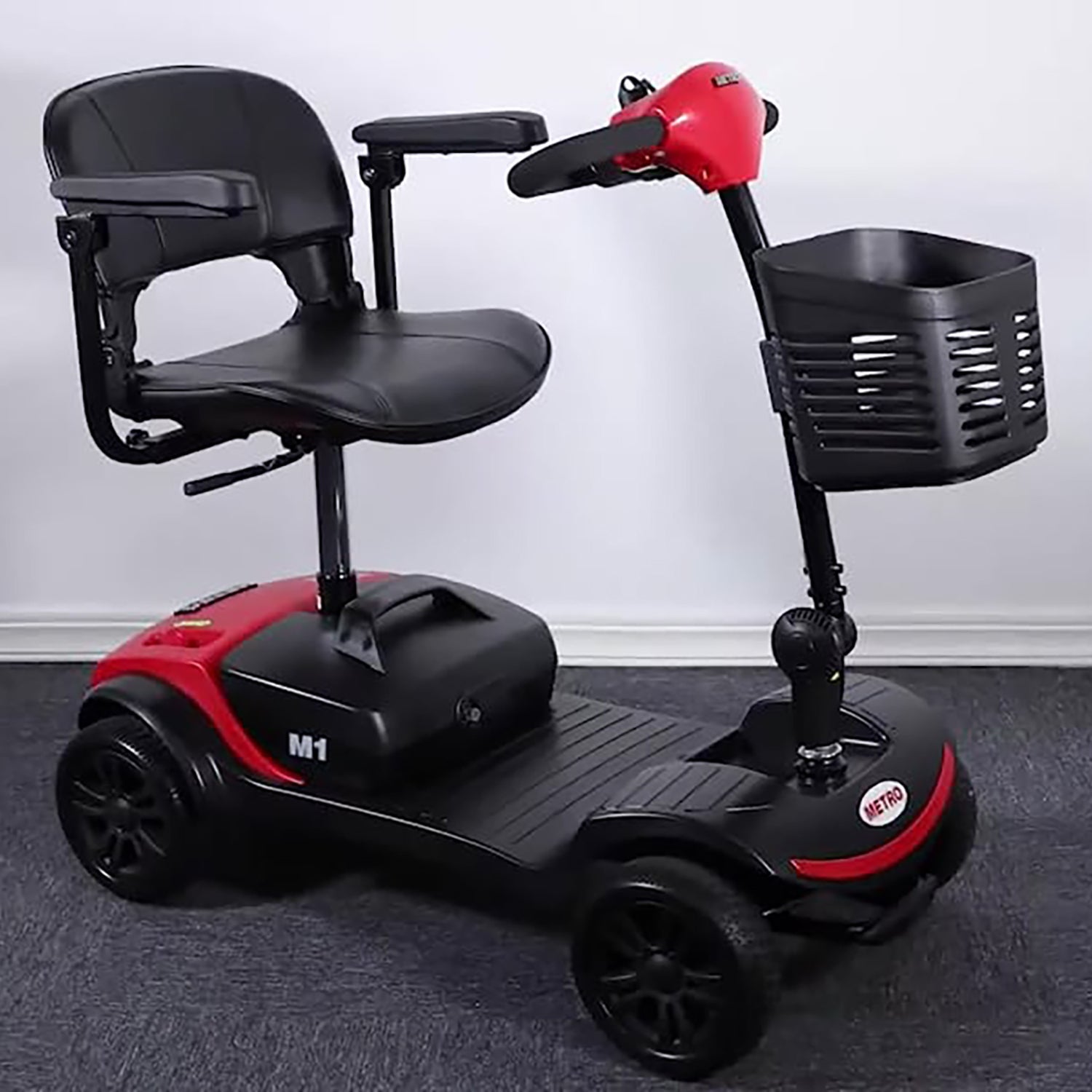 4-Wheel Electric Mobility Scooter for Adults, Portable Folding Scooter Wheelchair with Charger Basket