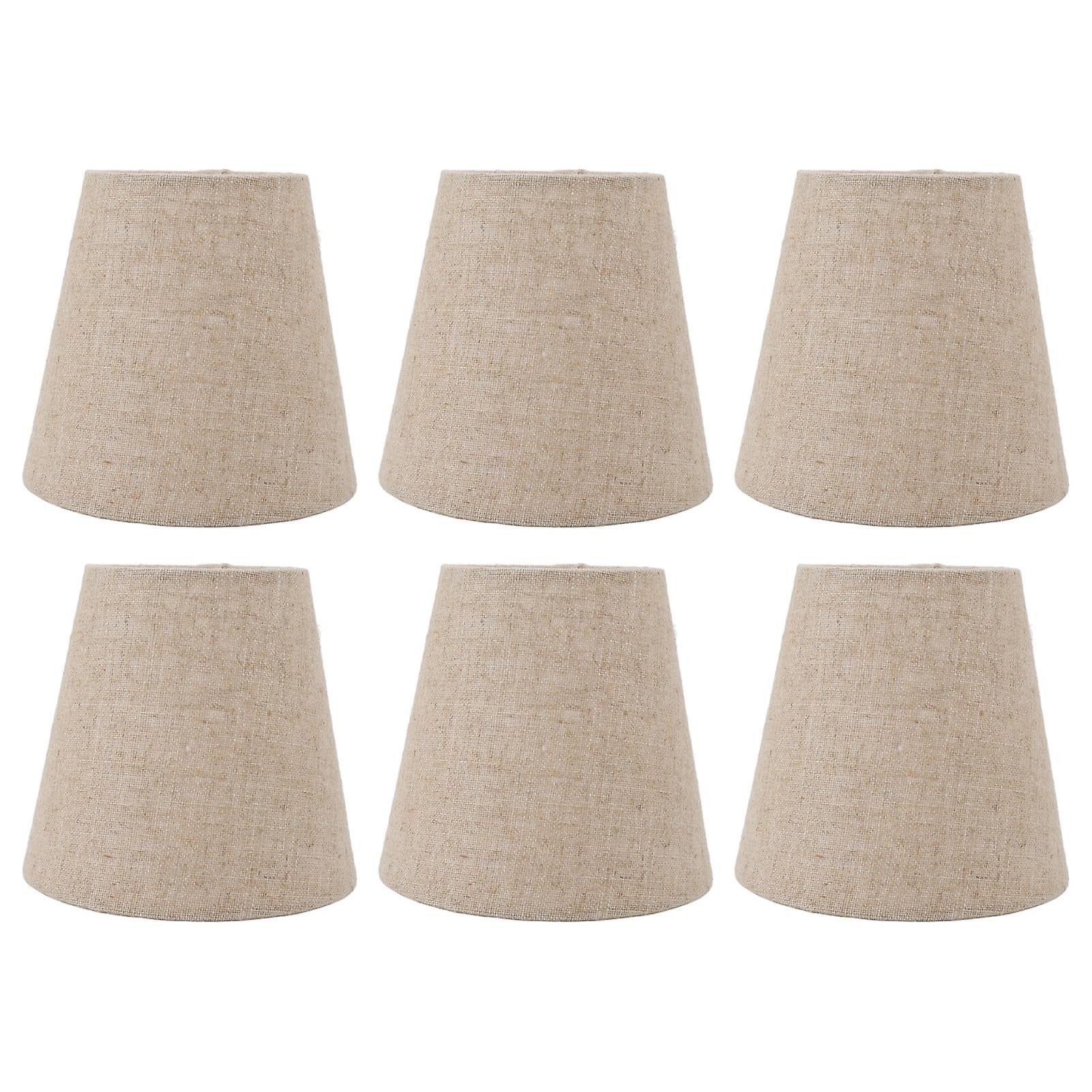 6Pcs Small Lamp Shade Clip On Drum Linen Fabric Lampshade for Candle Bulbs Lighting Accessories