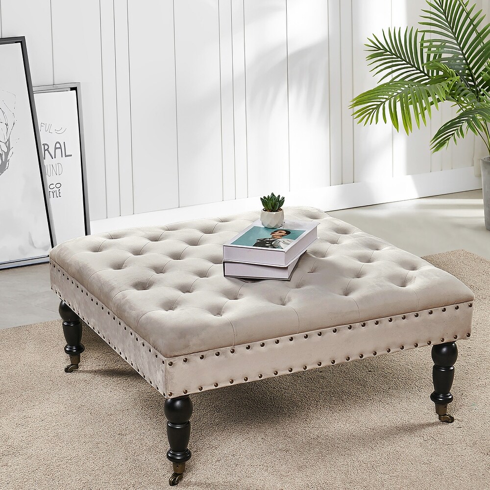 Home Soft Things Supersoft Tufted Coffee Table Ottoman   33\