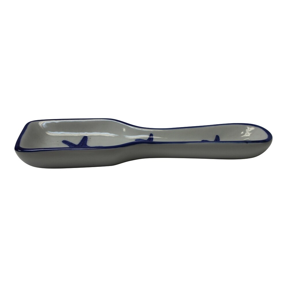 Starfish Blue and White Kitchen Stovetop Spoonrest Porcelain   Blue White