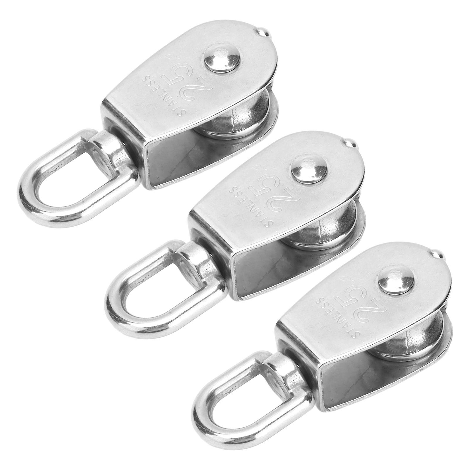 10pcs Single Pulley Block Crane Stainless Steel Wire Rope Lifting Hook Hanging Towing Wheelm25