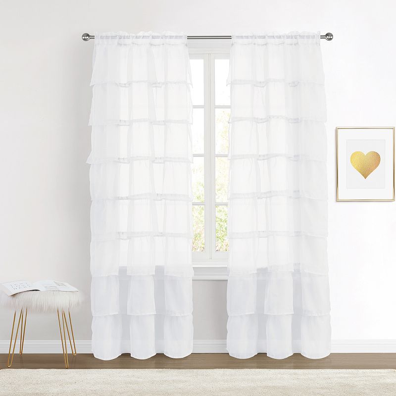 VCNY Home Vian Sheer Ruffle Rod Pocket Window Curtain Set