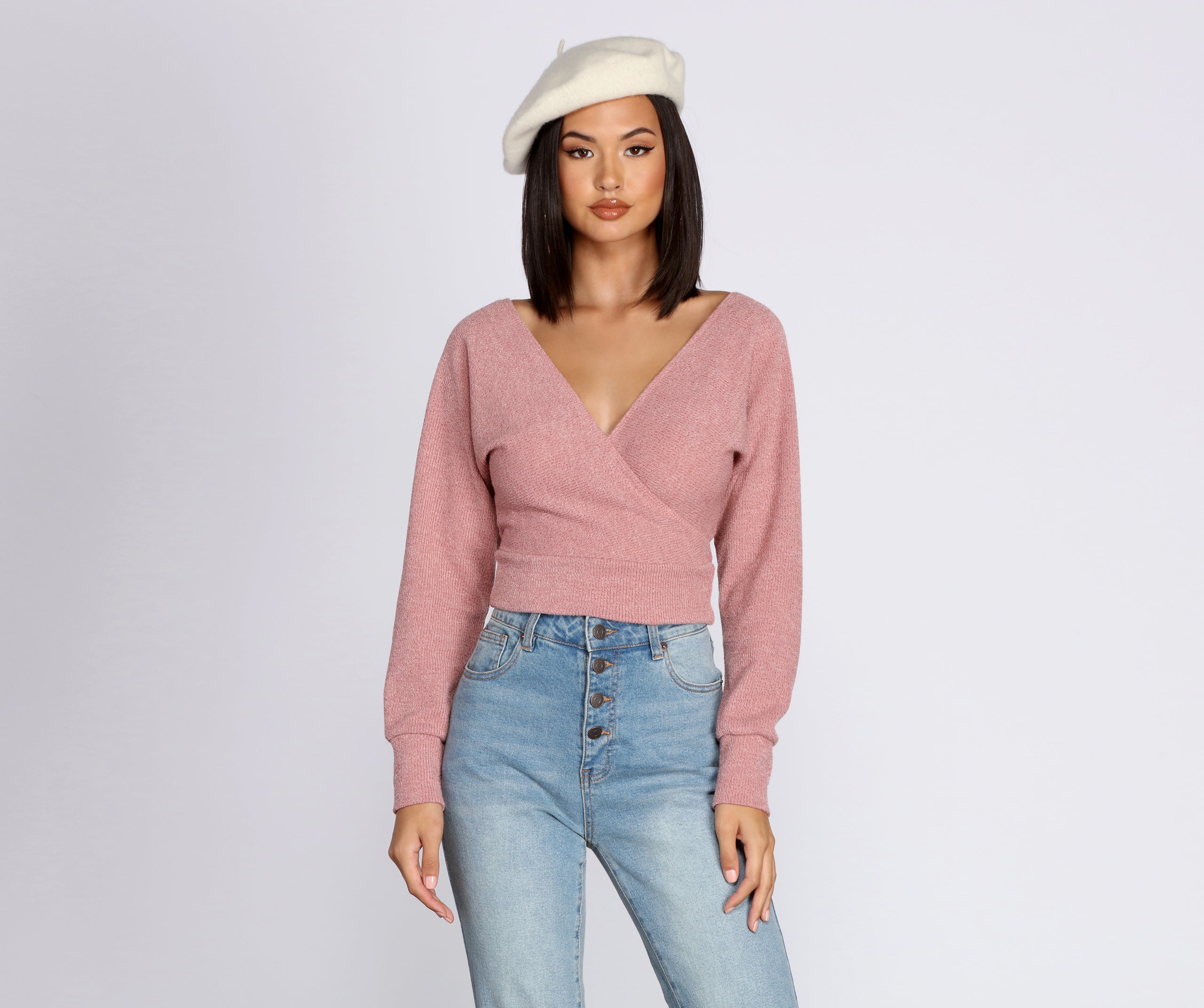 La Femme Knit Wrap Sweater