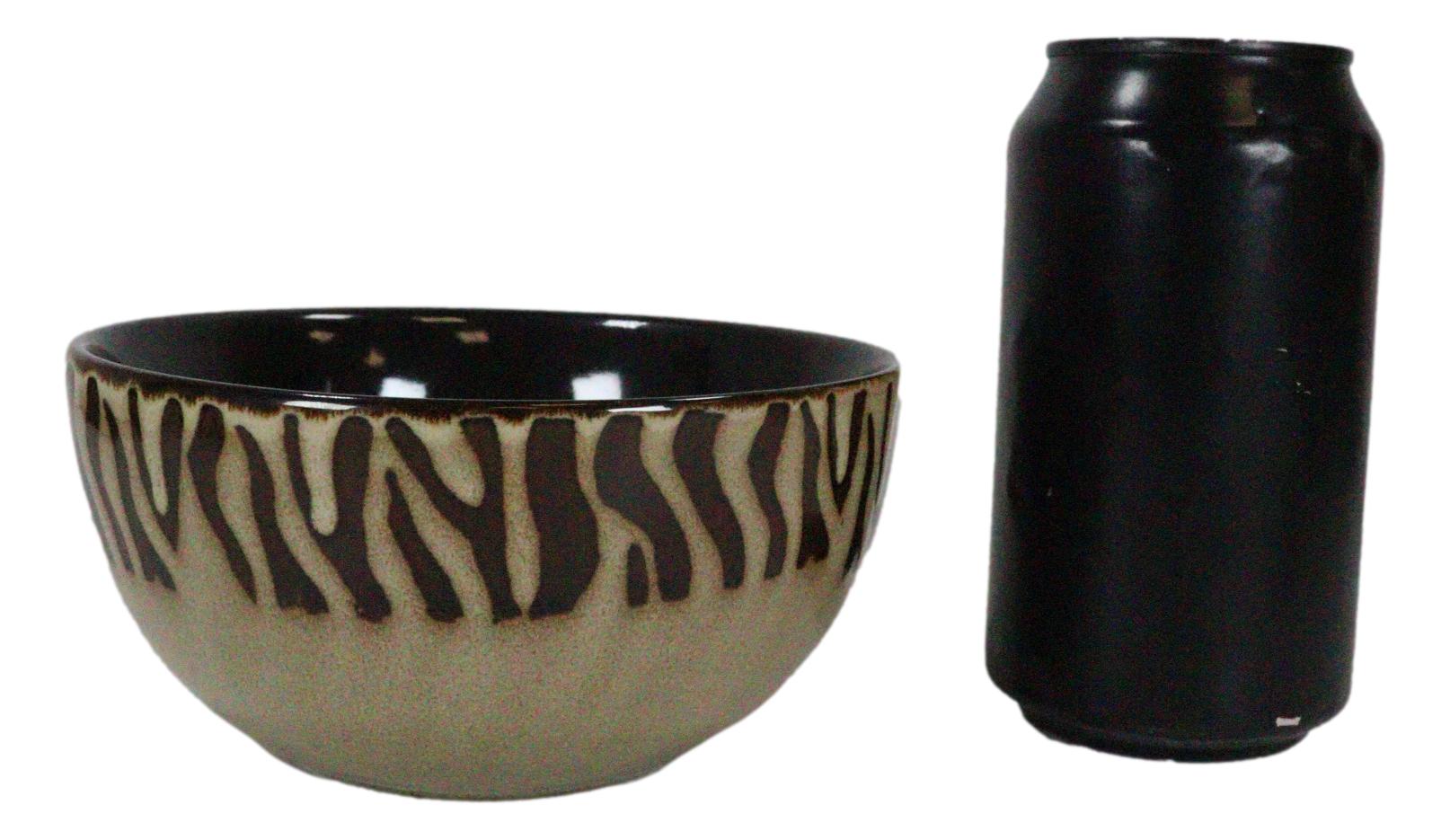 Pack Of 2 Safari Savanna Zebra Horse Print Abstract Soup Cereal Bowls 18oz