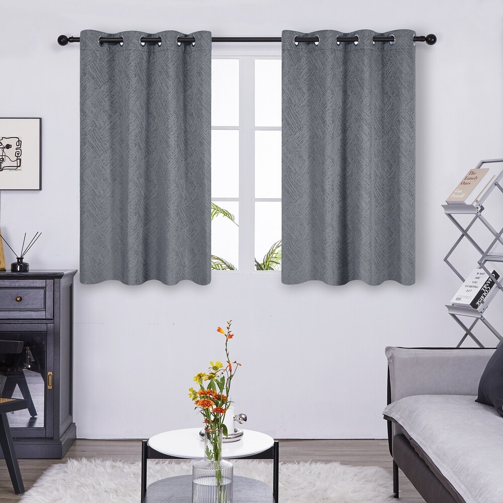 Deconovo Full Blackout Textured Linen Curtains(2 Panel)