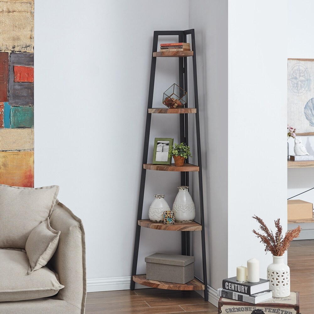 Danya B. Free Standing 5 Tier Pyramid Industrial Corner Shelf