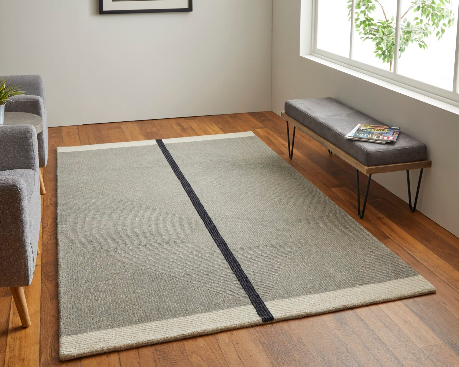 Ardon Architectural Hand Tufted Gray / Black Rug