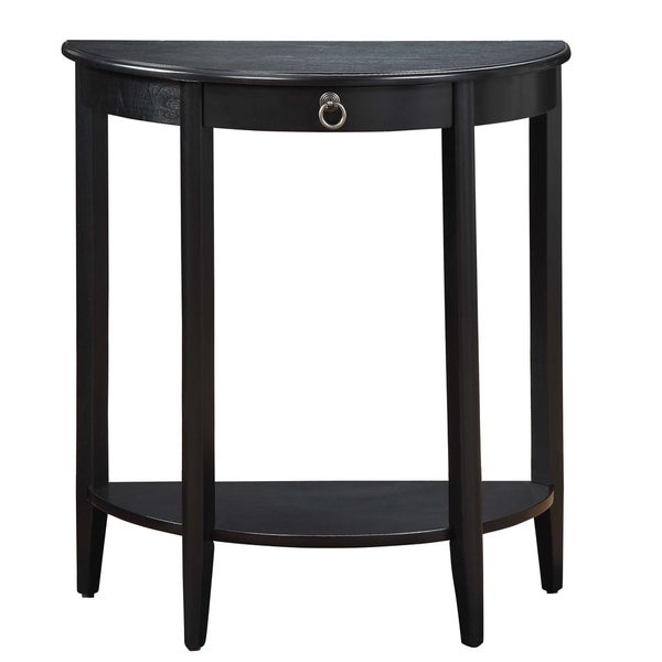 Urban Designs Half Moon Console Table With Drawer - Black