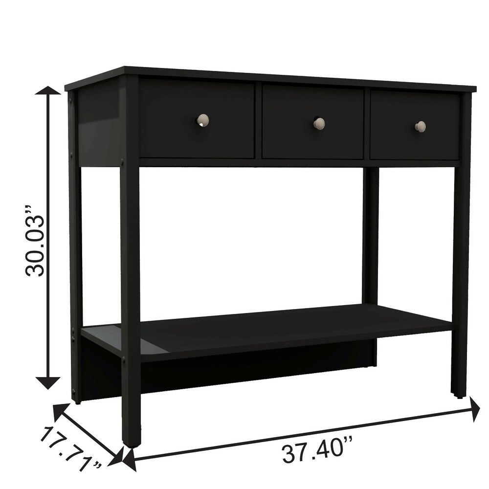 Boahaus Pierrefort Modern Console Table with Drawers  One Shelf  and Metal Knobs.