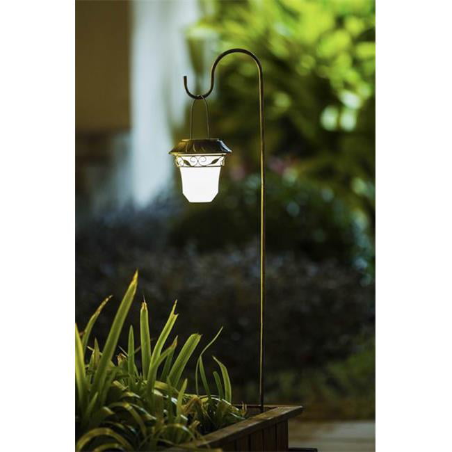 Luxen Home Set of 2 Leaf Solar Plastic Lanterns with Metal Shepherd Hooks